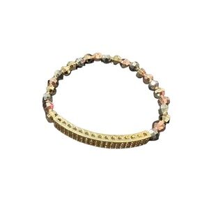 14K Gold Plated Tri-Color Pearl Bracelet New